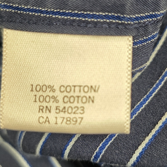 Banana Republic Men's Blue Pinstripe Button Up Shirt Extra Long Cuffs Size Med - Picture 4 of 7